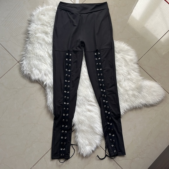 Hot❤️🔥NWT Sexy Lace Up Black Pants - Picture 11 of 14